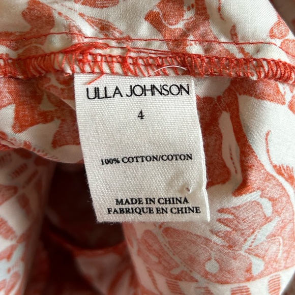 ULLA JOHNSON Delila Midi Ruffle Floral Dress Orange Blossom Sz 4 - Picture 13 of 15